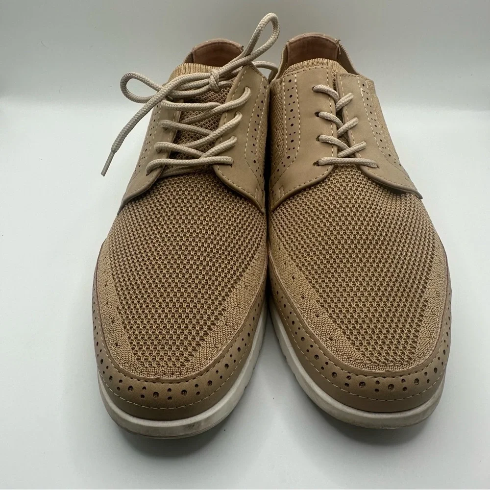 New York City 728 Brooklyn Sz 8‎ 1/2 Tan Oxford Derbys Perforated Design